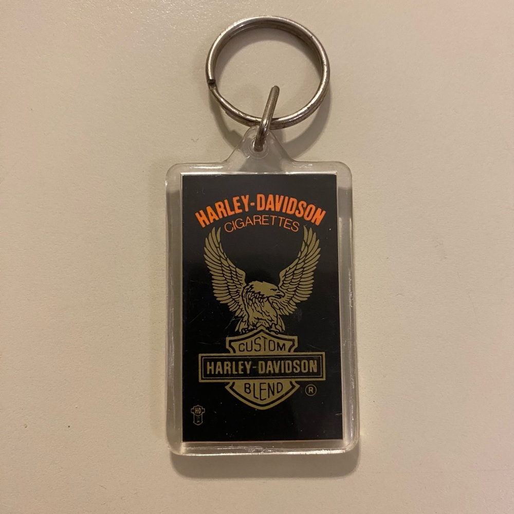 Vintage Harley-Davidson Black and Gold Keychain with Eagle